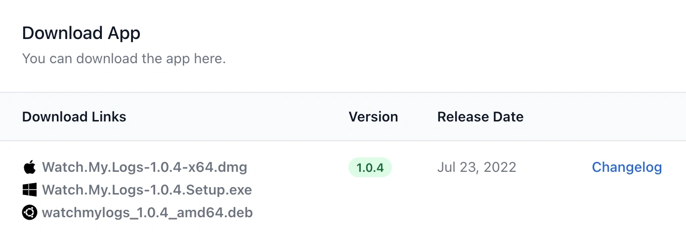 Download page screenshot